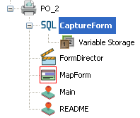 Process tree. A capture form is highlighted under its parent print parameter.